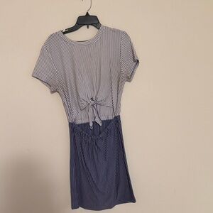 RVCA Striped Tie-Front Dress in Navy and White